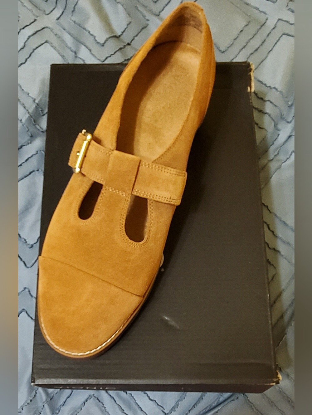 Vionic Carmen Suede T-Strap Mary Jane Loafer in Tan - Picture 4 of 6